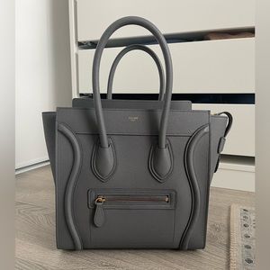 Brand New Micro Luggage Handbag in Baby Drummed Calfskin Kohl